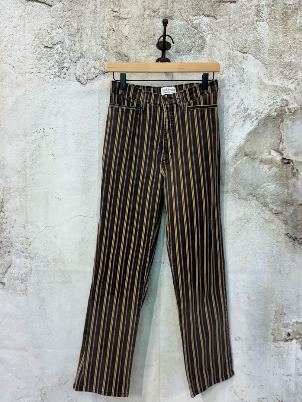 Vintage Women’s Straight-Leg Jeans - Black with Tan Stripes